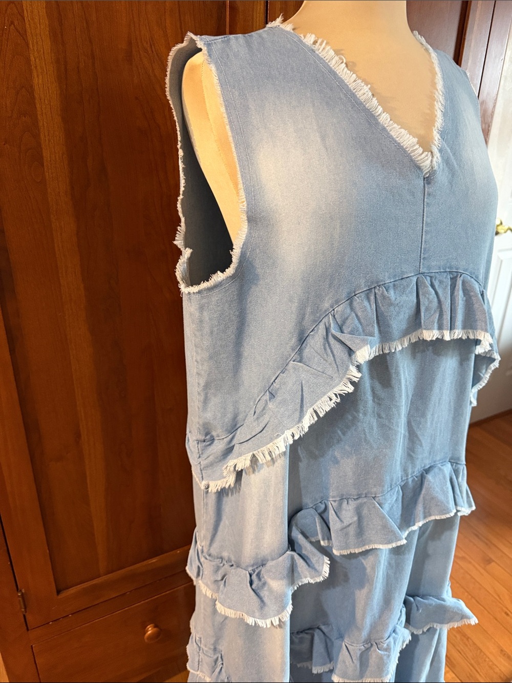 Denim Ruffle Maxi Dress - Picture 5 of 6